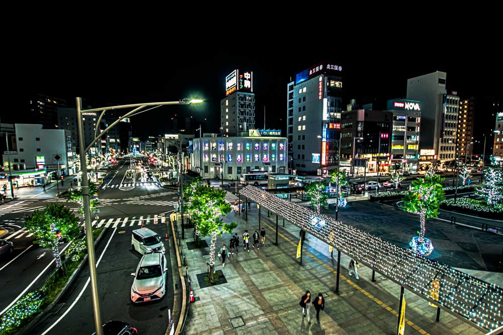 一宮駅前イルミネーション工事俯瞰
